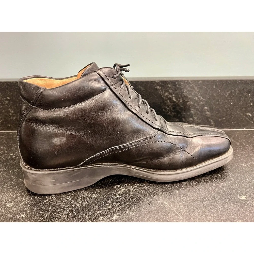 Bata Men's Black Leather Lace Up Dress Boot‎ Sz 41 (US 8) Made In Italy
